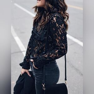 AQUA XXS Black Lace Long Sleeve